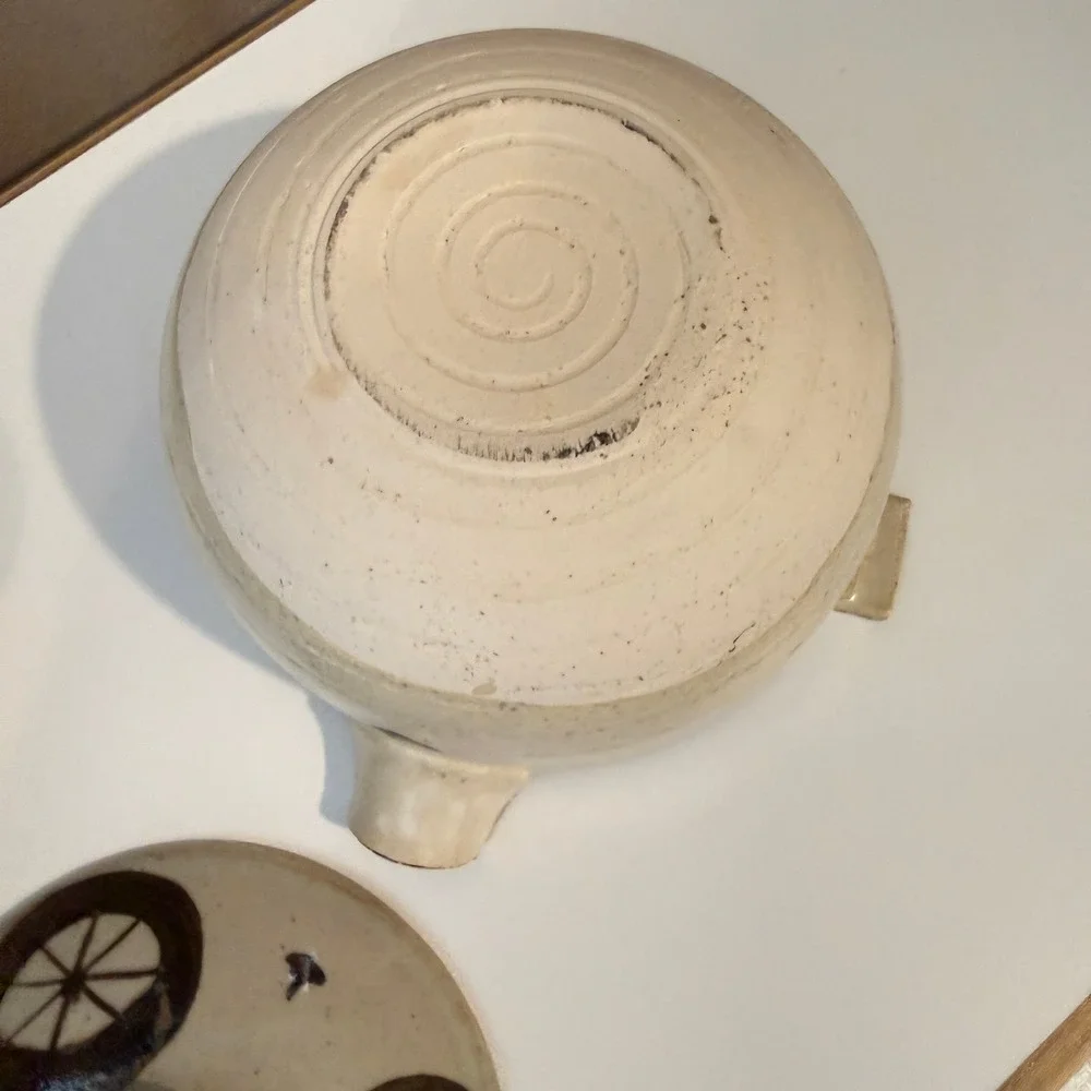 Japanese Otagiri Pottery Lidded Soup Tureen and 5 Bowl Set Speckled Stoneware
